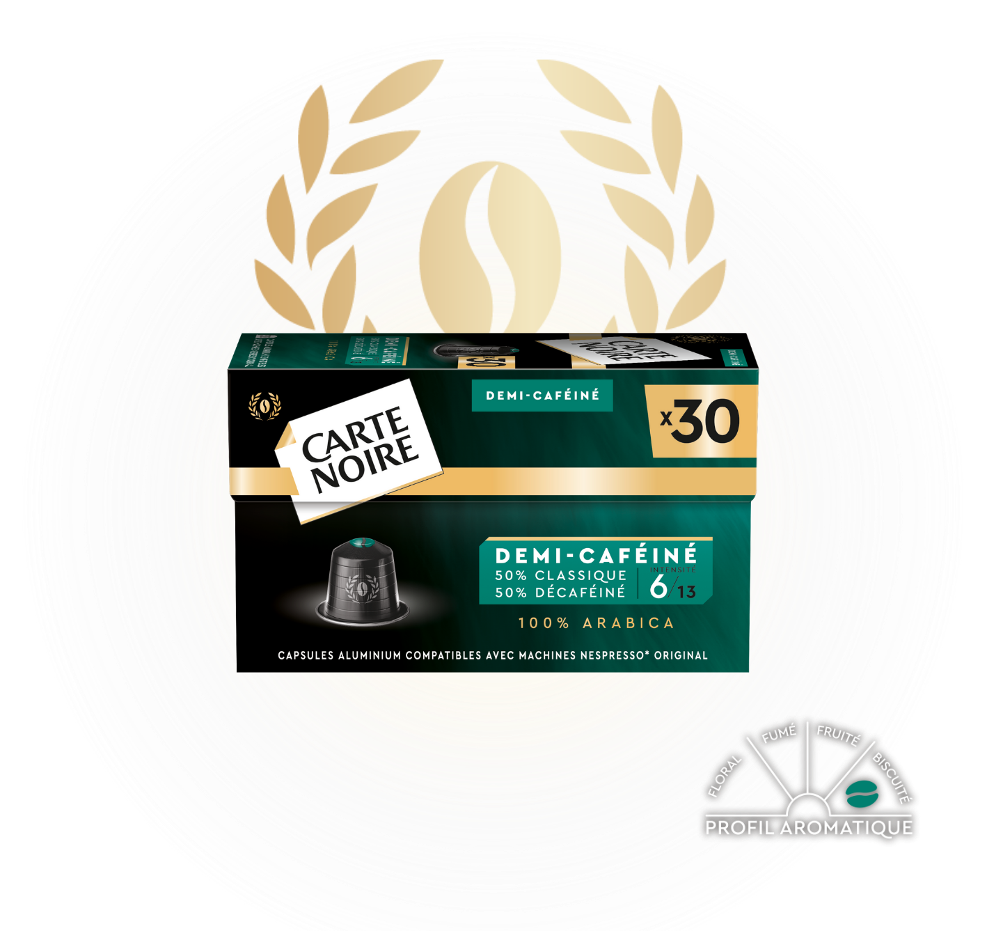 DEMI-CAFÉINÉ - Café torréfié moulu en capsules